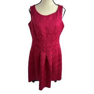 Jones Wear Womens 12 Pink Sleeveless Fit Flare Dress Floral Textured Party